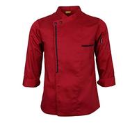 Gcljlmy Camicia da cucina a maniche lunghe, per gastronomia, chef, abbigliamento da lavoro, rosso, XL