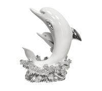 Gcljlmy Figura delfino, portabottiglie per vino, mensola, decorazione, multiuso, decorazione per soggiorno, 20,8 x 17 x 26,9 cm, scultura in resina (argento)