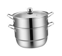 Gcljlmy Pentola a vapore in acciaio inox a 2 livelli, pentola a vapore e maniglia, fornello a vapore da cucina per cucinare gnocchi e verdure