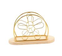 Gcljlmy Portatovaglioli in ferro, dispenser per fazzoletti, base in legno, decorazione creativa, per posta, per la cucina a casa (oro fiori)