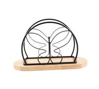 Gcljlmy Portatovaglioli in ferro, dispenser per fazzoletti, base in legno, decorazione creativa, per posta, per la cucina a casa (farfalla nero)
