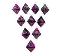 Gcljlmy Set di 10 dadi multifacciali in poliedro D8 per il gioco di abilità del cubo, viola e grigio