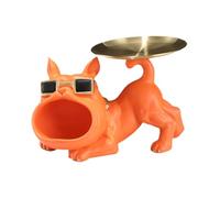 Gcljlmy Statua di buckdog per cani, portachiavi, vassoio, ciotola, portagioie, vassoio cosmetico, 27,9 x 17,1 x 17,8 cm, scultura in resina per bagno (arancione)