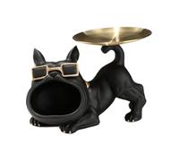 Gcljlmy Statua di buckdog per cani, portachiavi, vassoio, ciotola, portagioie, vassoio cosmetico, 27,9 x 17,1 x 17,8 cm, scultura in resina per bagno (nero)