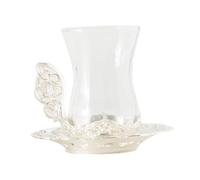 Gcljlmy Tazza da tè floreale, bicchiere con cucchiaio delicato, accessori, bicchiere da caffè lussuoso per moglie, mamma, Natale femminile (Argent)