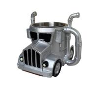 Gcljlmy Tazzina da caffè per camion, tazza da caffè, in acciaio inox, contenitore per acqua, decorazione per la casa, regalo di compleanno, adulti, amanti del camion (argento)