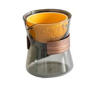 Gcljlmy Teiera rotante multiuso tazza da tè, innovativa creativa da 210 ml, classica caraffa borosilicata di calore per tè sfuso, fioritura (arancione grigio)