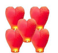 GCOA 5 Pack Lanterne cinesi del cielo - Eco amichevole, lanterna di carta resistente al fuoco senza fili 100% biodegradabile al rilascio in cielo (set di 5, rosso)