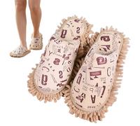Gcroet 1 paio di scarpe per pulire i pavimenti, pantofole in ciniglia riutilizzabili per spolverare a mani libere, scarpe da casa lavabili taglia unica Beige...