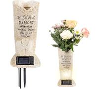 Gcroet 1pc Angelo solare per cimitero in resina decorativa Solar Statue Vase del cimitero con regali commemorativi di palo per la perdita della persona amata.