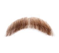 Gcroet Barba 4x1'' Capelli Umani Leggeri con Rete Invisibile, Baffi realistici Manubrio Baffi virili e delicati sulla Pelle per Uomo Donna Costume Cosplay di Halloween, Marrone..