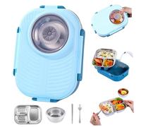 Gcroet Box da pranzo in acciaio inossidabile per bambini Box per il pranzo non slip con chiusura sicura da pulire contenitori per bambini con coperchio multifunzionale per lo stile scolastico 1 ..