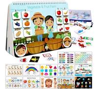 Gcroet Libro di attività prescolare per Bambini Apprendimento educativo Libro di attività interattive per Bambini Adesivo Riutilizzabile per di 1-3 Anni, Ragazzi e Ragazze..