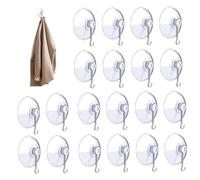 Gcroet Mini ventose da 20 pezzi con ganci, ganci in plastica trasparente per vetro, bagno, cucina e organizzazione di finestre.