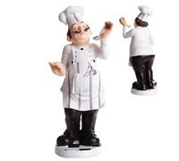 Gcroet Statua della decorazione della cucina dello chef grasso, statuetta di chef francese in resina per il bancone casa, la decorazione cucina, del bistrot, panetteria e del ristorante..