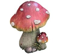 Gcroet Statue di funghi artificiali artificiali figurine di funghi rossi con ornamenti in resina resistenti alle intemperie bianche per casa, bonsai, giardino.