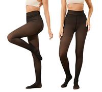 GCSOMLE Collant foderati in pile per le donne - Collant caldi invernali traslucidi collant termici collant spessi per l'inverno, nero, Large-X-Large