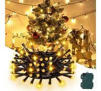Gcstnn 30LED Luci Stringa a Batteria, 3M Catena Ghirlanda Luminosa di Natale con Timer, IP65 Impermeabile Filo Verde Luci Fata per Natale Albero Giardino Camera da Letto In/Esterno Decor(Bianco Caldo)