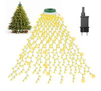 Gcstnn Catena di luci per albero di Natale, 3 m, 592 LED, con anello e 16 ghirlande, timer, impermeabile per albero di Natale da 1,5 a 3,5 m, decorazione natalizia per interni ed esterni, bianco caldo