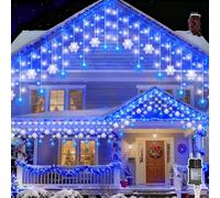 Gcstnn - Catena luminosa per esterni, 10 m, con 240 LED, con timer, impermeabile, per balcone, grondaia, casa, finestre, decorazione natalizia per interni blu e bianco