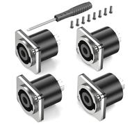 GCTBL 4Pack Connettore Speakon 4 poli Spina per Altoparlanti Adattatore per Montaggio a Pannello Jack Audio a Parete Quadrato Femmina con Neutrik Speakon NL4FC, NL4FX, NLT4X, NL2FC