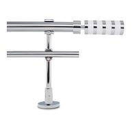 GCurtain Bastone per tenda doppio regolabile, 170-310 cm, diametro 2,8 cm, montaggio a parete, terminali cilindrici bianchi