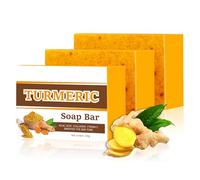 GCVSE 3 scatole di sapone curcuma al limone, 100% naturale fatto a mano curcuma sapone per viso e corpo, riduzione dei pori, pulizia profonda, idratante