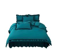 GCYEIDMA Copripiumino Ruffle Copripiumino for set letto in quattro pezzi, lenzuolo in pizzo tinta unita in spazzolato(GRAY,150X200cm 4Pcs Set)