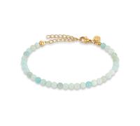 GD GOOD.designs Bracciale con perle da donna con perle in pietra naturale vera da 4 mm | Pietra preziosa regolabile con placcatura in oro 18K (15-19 cm) | Bracciale in amazonite resistente all'acqua,