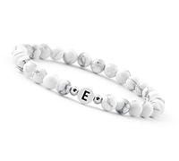GD GOOD.designs Braccialetto di coppia con lettera E | Braccialetto per partner con perle di howlite (lettera E)