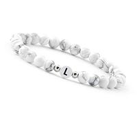 GD GOOD.designs Braccialetto di coppia con lettera L | Braccialetto per partner con perle di howlite (lettera L)