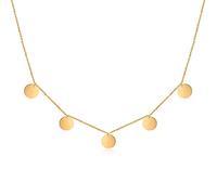 GD GOOD.designs Collana con piastrine - impermeabile I Collana boho da donna con 5 ciondoli rotondi I Collana con piastrine in oro 18 carati - argento - oro rosa