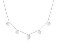 GD GOOD.designs Collana con piastrine - impermeabile I Collana boho da donna con 5 ciondoli rotondi I Collana con piastrine in oro 18 carati - argento - oro rosa