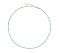 GD GOOD.designs Collana di perle da donna in pietre naturali autentiche sfaccettate da 4 mm | Collana in acquamarina regolabile con placcatura in oro 18K (40-45 cm) | Collana boho impermeabile (blu)