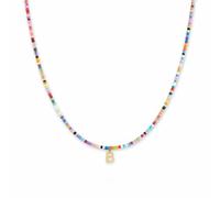 GD GOOD.designs Collana di perline colorate donna | Collana impermeabile con lettera B | Ciondolo con iniziale in acciaio inox placcato oro 18K | Regolabile e delicata sulla pelle (40-45 cm)