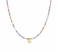 GD GOOD.designs Collana di perline colorate donna | Collana impermeabile con lettera M | Ciondolo con iniziale in acciaio inox placcato oro 18K | Regolabile e delicata sulla pelle (40-45 cm)