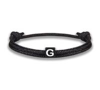 Gd. GOOD.designs EST. 2015 Bracciale in corda con lettere | Bracciale dell'amicizia nero regolabile con dimensioni 14cm - 24cm | Iniziale G