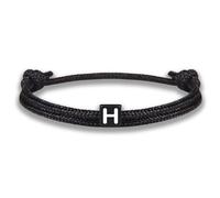 Gd. GOOD.designs EST. 2015 Bracciale in corda con lettere | Bracciale dell'amicizia nero regolabile con dimensioni 14cm - 24cm | Iniziale H