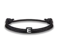 Gd. GOOD.designs EST. 2015 Bracciale in corda con lettere | Bracciale dell'amicizia nero regolabile con dimensioni 14cm - 24cm | Iniziale E