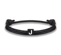 Gd. GOOD.designs EST. 2015 Bracciale in corda con lettere | Bracciale dell'amicizia nero regolabile con dimensioni 14cm - 24cm | Iniziale J