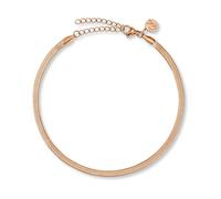 GD GOOD.designs EST. 2015 Cavigliera da donna, catena a serpente piatta da 3 mm, in oro 18 K, oro rosa o argento, in acciaio inossidabile 316L, resistente all'acqua, regolabile 22-27 cm, Edelstahl