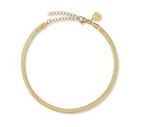 GD GOOD.designs EST. 2015 Cavigliera da donna, catena a serpente piatta da 3 mm, in oro 18 K, oro rosa o argento, in acciaio inossidabile 316L, resistente all'acqua, regolabile 22-27 cm, Edelstahl
