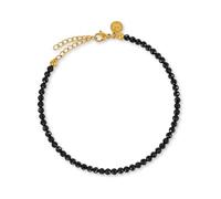GD GOOD.designs EST. 2015 - Cavigliera da donna con perle sottili, 4 mm, resistente all'acqua, in pietra naturale multicolore con chiusura regolabile in oro 18 carati