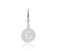 Gd. GOOD.designs EST. 2015 Portachiavi lettera G con chip per la spesa - Ciondolo personalizzato con incisione in acciaio inox argento - Sgancio per tutti i carrelli della spesa