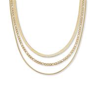 GD GOOD.designs Set da 3 pezzi in acciaio inossidabile per donna in oro - Gioielli a strati resistenti all’acqua, placcati oro 18K: serpent chain (2mm, 4mm) e catena Figaro (4mm)