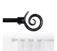 GD LOVES YOUR HOME Bastone Tenda Estensibile 70-120 cm 120-210 cm o 160x310cm Ferro Antichizzato Shabby Chic Asta Anelli Scorritenda MOD.forma a spirale (Nero(versione Danneggiata), 70-120cm)