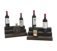 GDAOHELRS Supporto per bottiglie di liquori, può contenere 18 bottiglie, 3 ripiani, in vero legno, da tavolo, scaffale per liquori, espositore da bar, per la casa (legno marrone scuro)