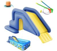 GDAONUDK Scivolo Gonfiabile per Piscina, Scivolo per Piscina in PVC 200 X 80 X 85 Cm, con Pompa A Pedale E 2 Pistole Ad Acqua, Ampio Spazio Riempibile d'Acqua per Esterni, Interni E Cortile(Blue)