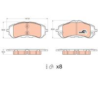 GDB2044 TRW Kit pastiglie freno, Freno a disco per CITROËN,OPEL,PEUGEOT,PEUGEOT
