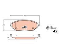 GDB2096 TRW Kit pastiglie freno, Freno a disco per FIAT,NISSAN,OPEL,RENAULT,VAUX